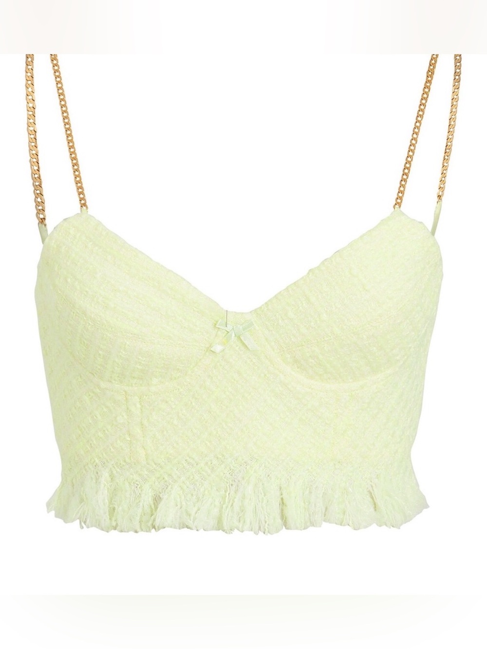 ALEXANDER WANG Tweed Chain Strap Bra Bustier Top - Highlighter - NWT - Size 2